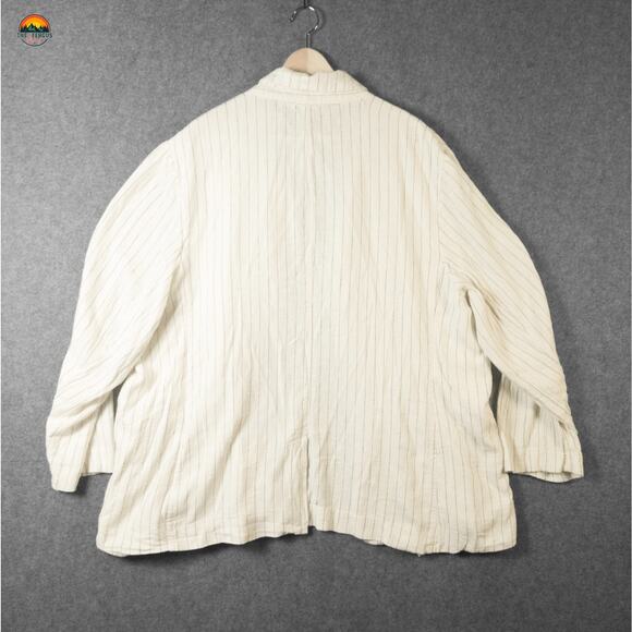 A New Day Linen Suit Jacket Blazer Cream Pinstripe Long Sleeve Lagen Women's 2XL - Picture 2 of 8